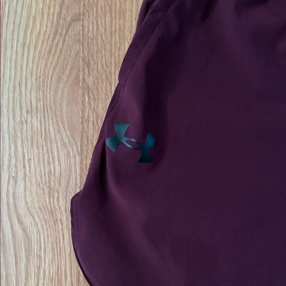 Under Armour Men's Maroon Athletic Shorts with Black Waistband - Picture 2 of 6